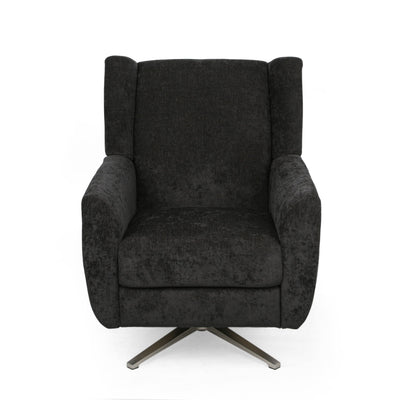 Contemporary Swivel Chair With Wingback Design - Black