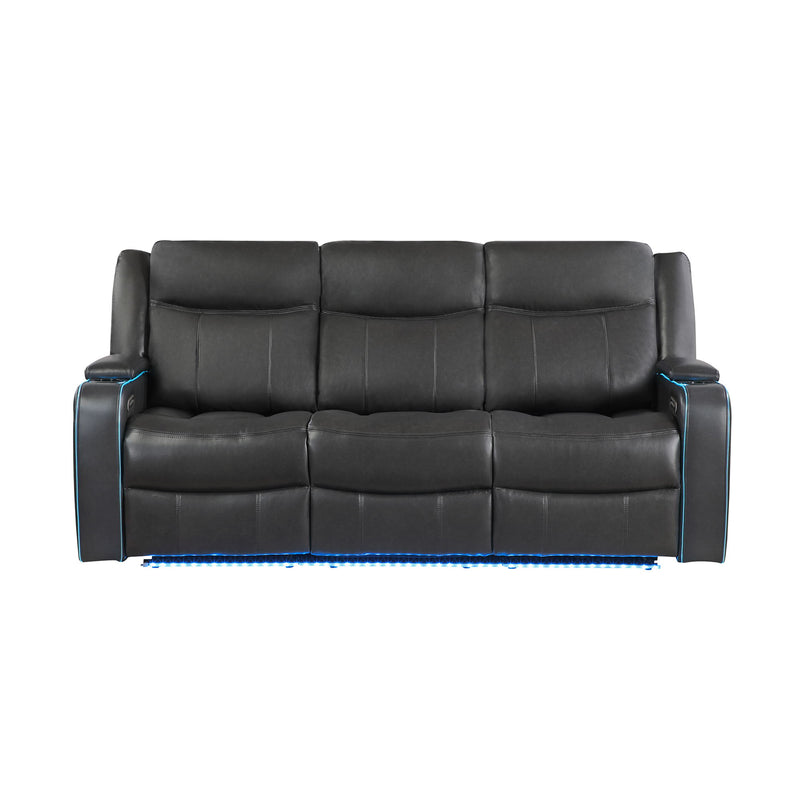 Blanca - Power Reclining Sofa With LED Lights And Power Headrest Frame - Charcoal