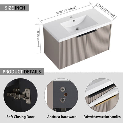 Contemporary Wall Mounted Bathroom Vanity With Resin Double Sink