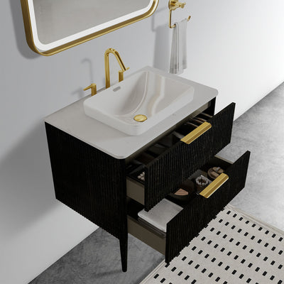 Elena - Modern Bathroom Vanity With Sink With Ample Storage, 2 Soft Close Drawers