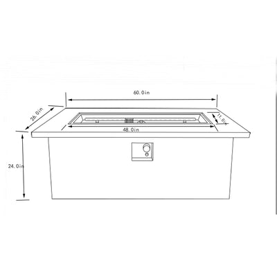 Concrete 60" Rectangular Propane Gas Fire Pit Table With 60000 Btu For Outdoor Spaces - Light Gray