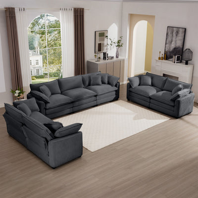Elegant Corduroy Oversized Sectional Sofa Set With Deep Seats And Flexible Layout