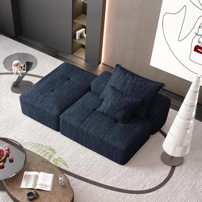 Modern Oversized Modular Sectional Sofa, Sparkling Chenille Fabric Soft Cushions With 2 Pillows