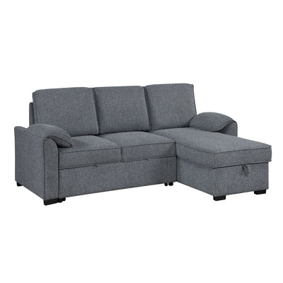 Rebecca - Sofa With Pull Out Bed, Storage Chaise, USB And Cup Holders - Dark Gray