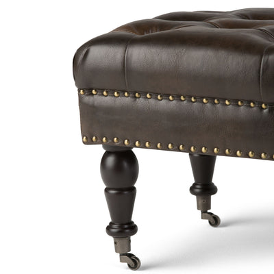 Henley - Tufted Ottoman Bench - Distressed Brown