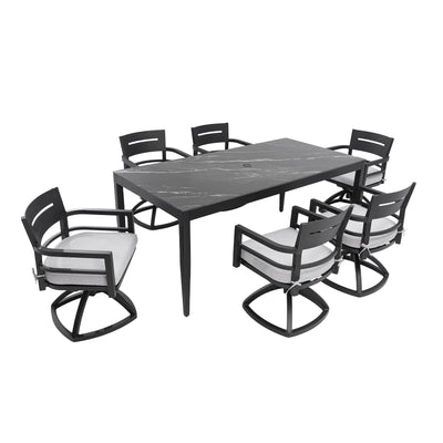 Modern Outdoor Patio Dining Set With Table And Chairs With Sunbrella Cushions