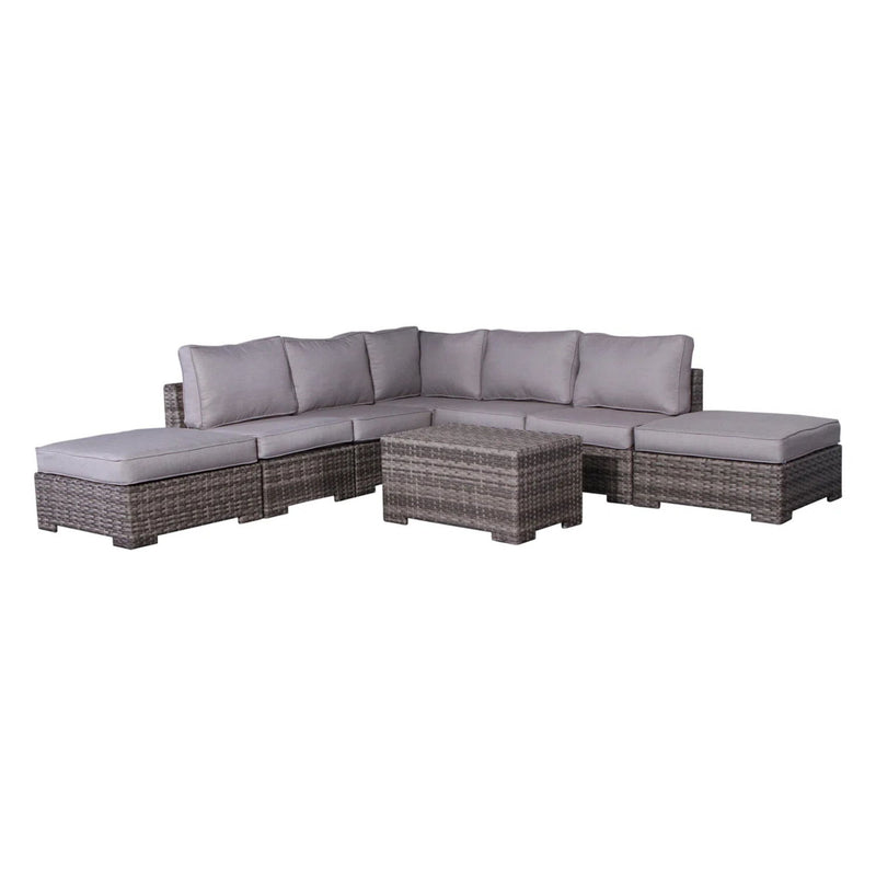 Outdoor 6 Person Wicker Seating Group With Cushions - Gray Mix