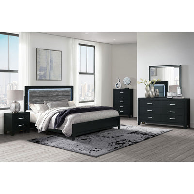 Carlos - 5 Pieces Queen Bedroom Set, Modern Design - Black