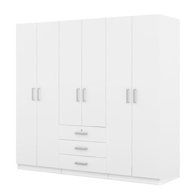 6 Doors Wardrobe Storage For Bedroom, With Big Drawers