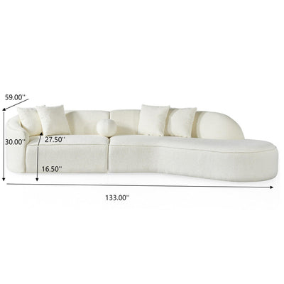 Elijah - Japandi Curvy Sectional Sofa - Beige