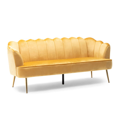 Modern Glam 3 Seater Sofa With Velvet Texture