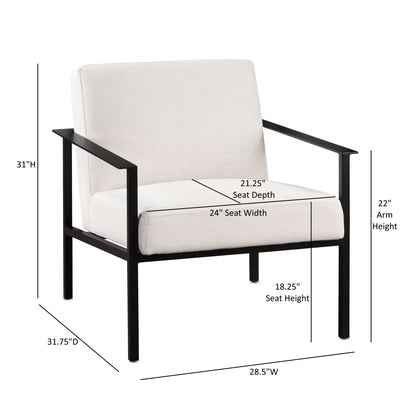 Millie - Modern Stationary Metal Accent Chair With Polyester Upholstery - Off White