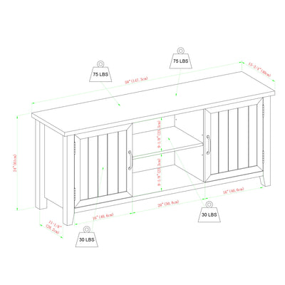 Classic Grooved Door TV Stand For Tvs Up To 65"