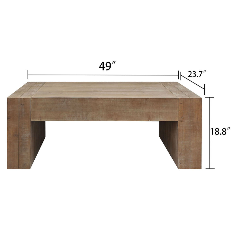 Rustic Wood Coffee Table Modern Farmhouse Rectangular Table For Living Room - Natural / Natural Multi / Natural Wood / Natural / Rustic