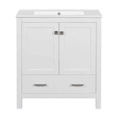 Bathroom Vanity With Single Sink, Combo Cabinet Undermount Sink, Bathroom Storage Cabinet With Two Doors And A Drawer, Soft Closing, Multifunctional Storage, Solid Wood Frame