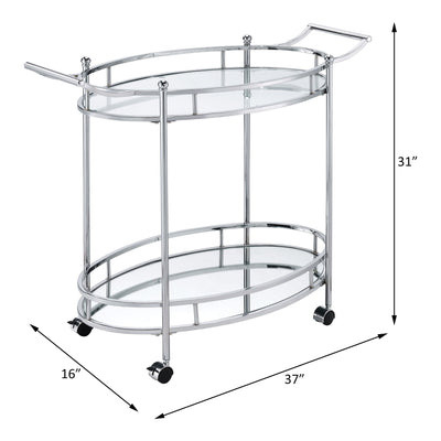 Jinx - Clear Glass Serving Cart - Silver