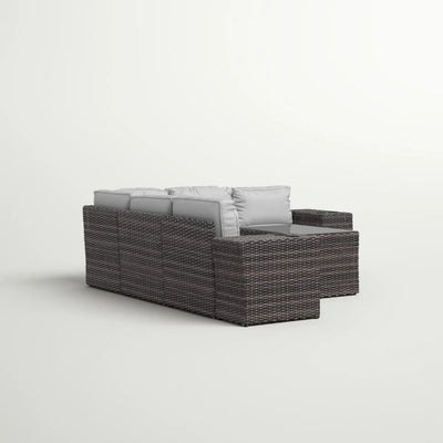 Modern Patio Rattan Sectional Set With Cushions