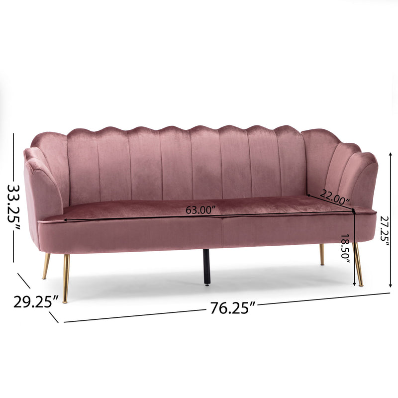 Modern Glam 3 Seater Sofa With Velvet Texture