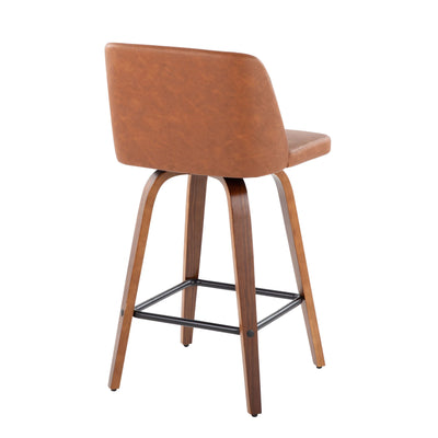 Toriano - Mid Century Modern Fixed Height Counter Stool & Square Footrest (Set of 2)