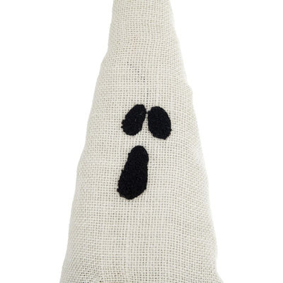 Sitting Gnome With Ghost Hat, For Halloween Decor - Black White