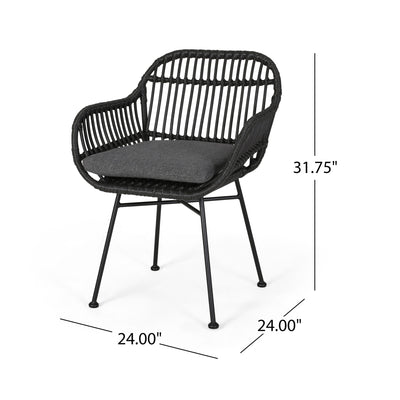 Outdoor Rattan Accent Chair With Metal Legs