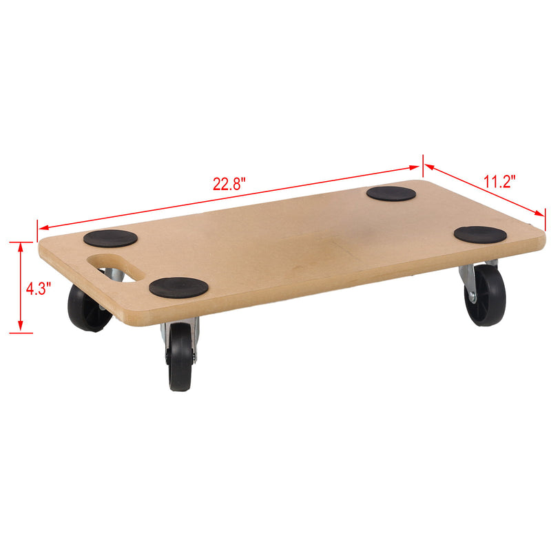 Furniture Moving Dolly, Heavy Duty Wood Rolling Mover With Wheels For Piano Couch Fridge Heavy Items, Securely Holds 500 Lbs (Set of 4) - Natural