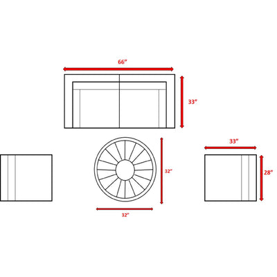 Wicker Outdoor Lounge Set With Cushions And Fire Pit