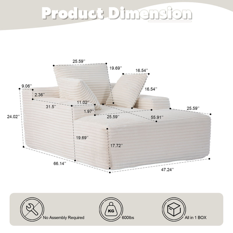 Oversized Chaise Lounge Chair Cozy Cloud Couch With 3 Throw Pillows And Wide Armrest