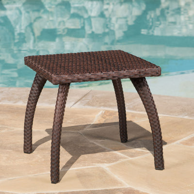 Luminant - Outdoor Side Table With Iron Frame - Brown