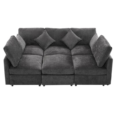 Sectional Sofa Modular U-Shaped With Ottoman & USB Ports