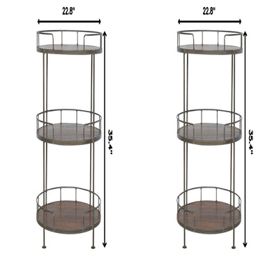 Industrial Round Butler Tray Table - Chestnut