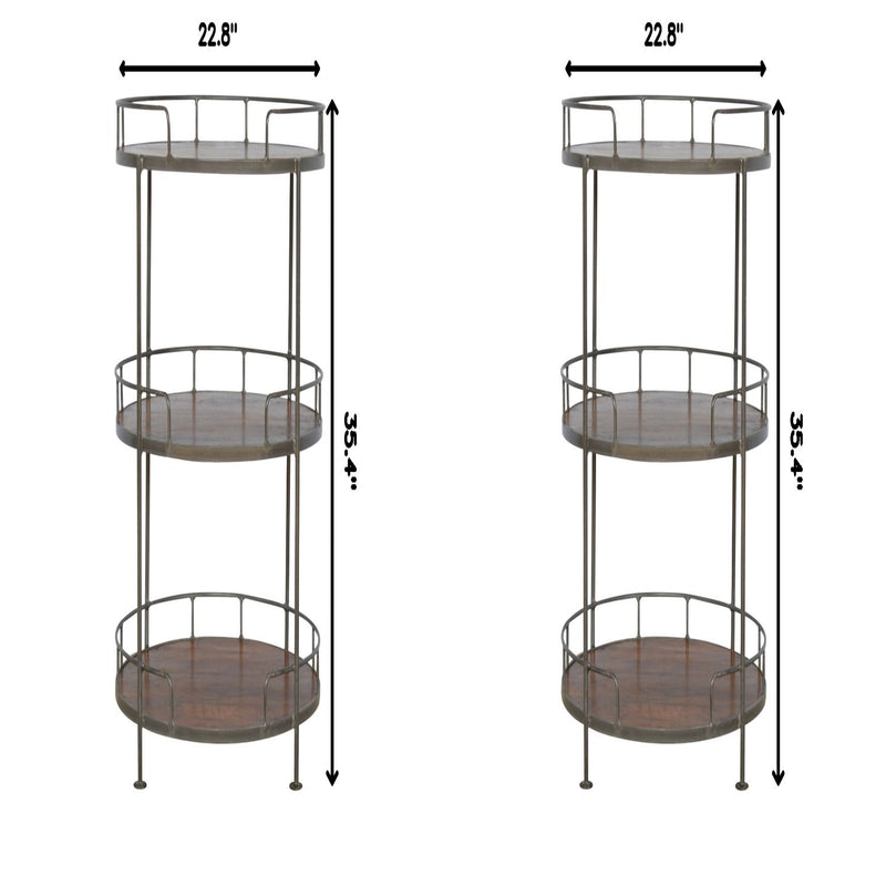 Industrial Round Butler Tray Table - Chestnut