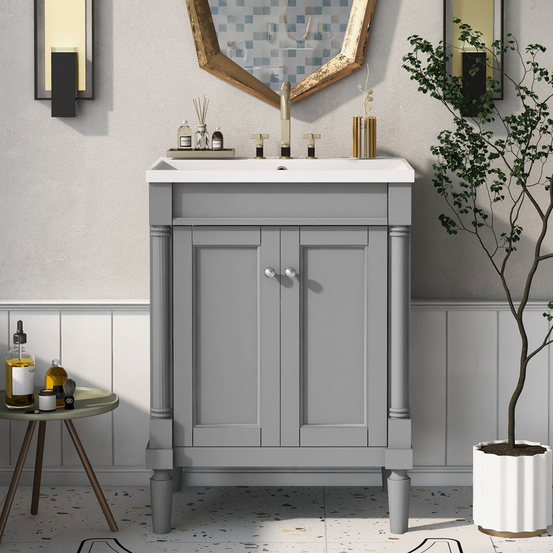 Bathroom Vanity With Top Sink, 2-Tier Modern Bathroom Storage Cabinet