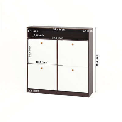 Modern Freestanding Shoe Storage Cabinet With 4 Flip Drawers