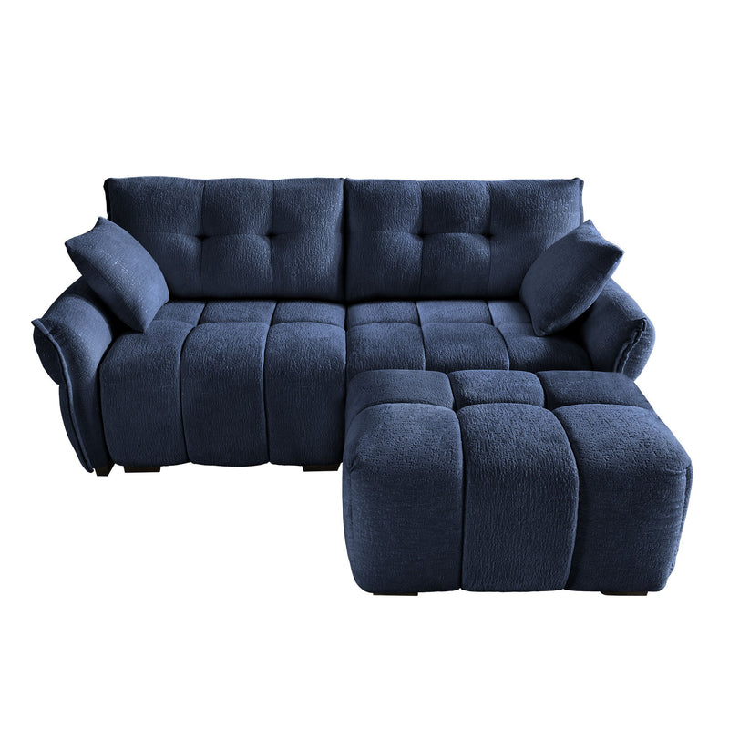 Sofa Set With Ottoman And Pillows, Textured, High Resilience Cushions