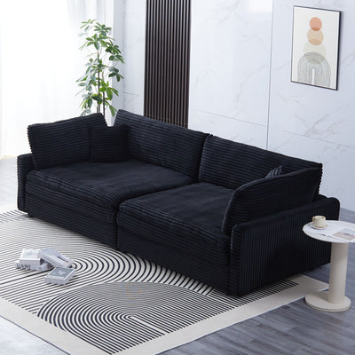 Elegant Corduroy Sofa With Throw Pillows And Backrests