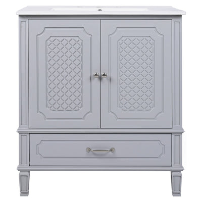 Vintage Style Bathroom Vanity With Sink, Multi Functional Storage, Soft-Closing Door