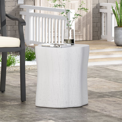 Outdoor, Lightweight Concrete Side Table - Antique White
