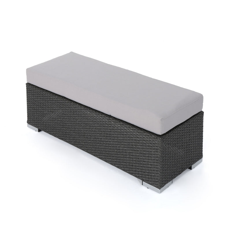 Enthrallia - Outdoor Wicker Bench With Foam Filled Cushion