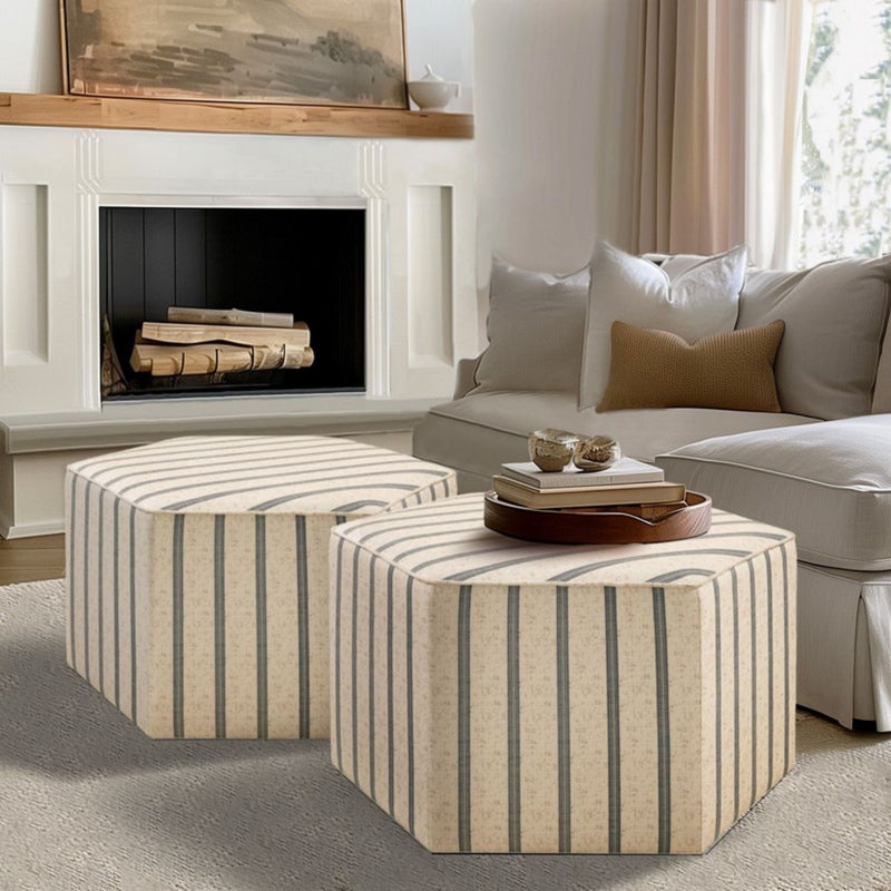 Accent Ottoman Printed Stripe