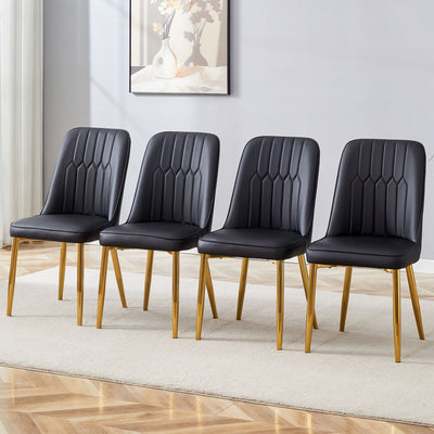Modern Dining Chairs With Metal Legs And Simple Line Design On Backrest