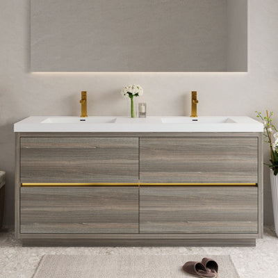 Bathin Freestanding Bathroom Vanity With Double Sinks, Bathroom Storage Vanity Cabinet With Stone Resin Countertop And Soft Close Drawers
