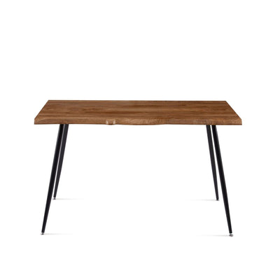 S Shape Irregular Dining Table Metal Legs Wood Design Table Top - Walnut