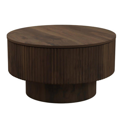 Modern Circular Coffee Table With Stripe Design And Storage Space