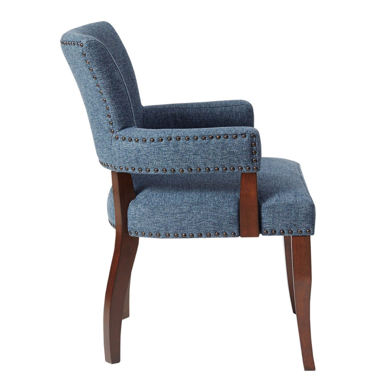 Elegant Arm Dining Chair With Brass Nail Head Detailing