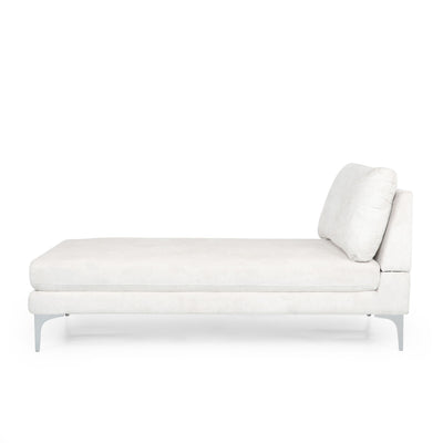 Fabric Upholstered Chaise Lounge With Iron Bracket Legs