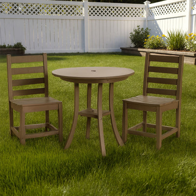 3 Piece Outdoor Dining Set, Round Patio Table With 2 Armless Chairs