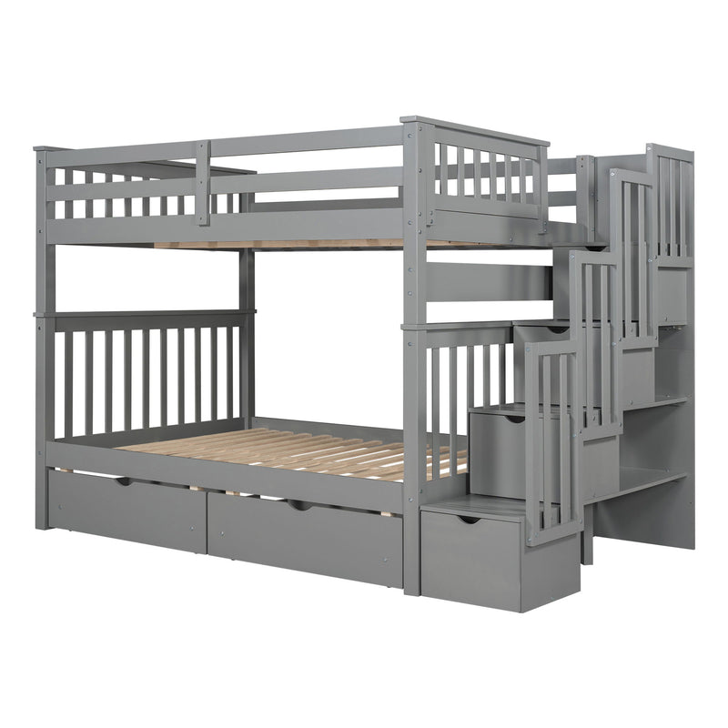 Bunk Bed With Shelves And 6 Storage Drawers