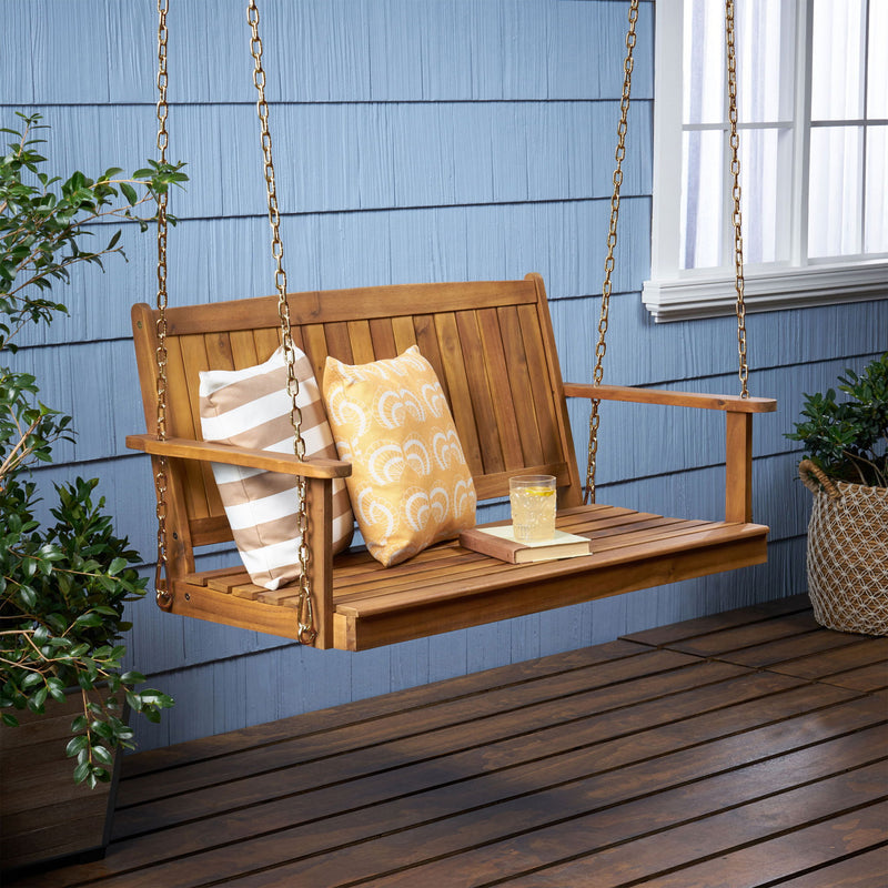 Tambora - Porch Swing Acacia Wood Slat Design