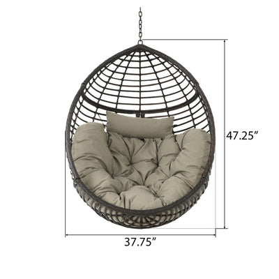 Hanging Basket Chair With Metal Frame And Seat Cushion